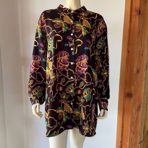 NOTATIONS WOMAN Women’s Black Faberge Egg Jewel Print Tunic Shirt Top 2X - Picture 13 of 14